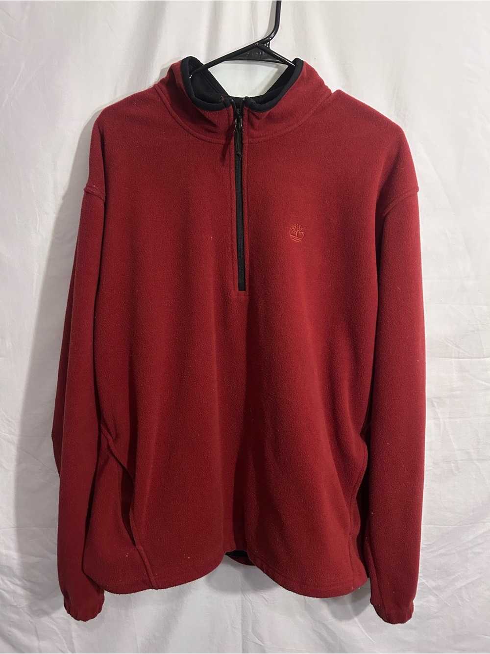 Timberland Men's Deep Red Quarter-Zip Fleece Pullover